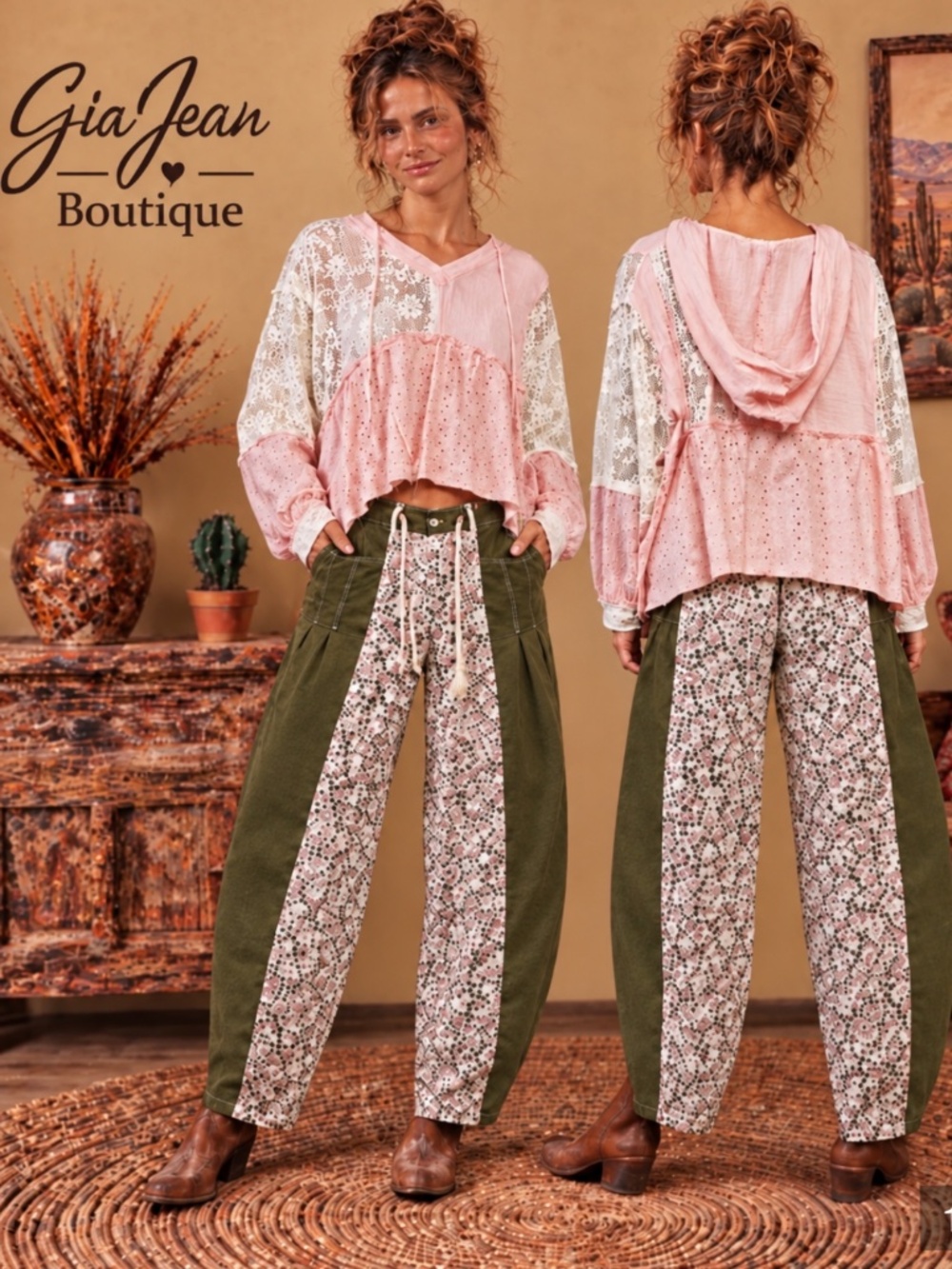 ❤️ POL “ DENVER “ POL WOVEN PANTS WITH CONTRAST PANELING 66